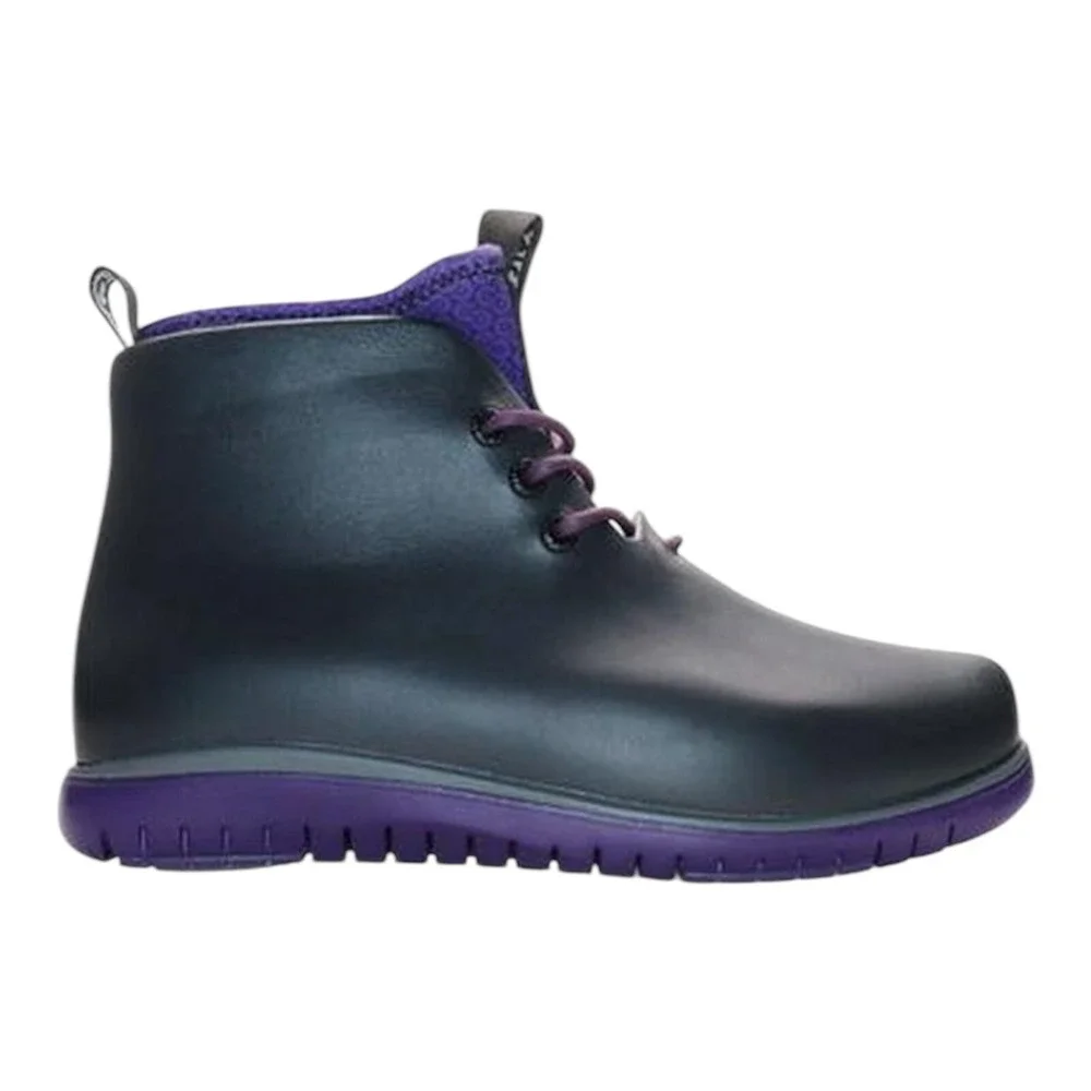 Ccilu Panto Pola Women High Top Ankle Boots Lace-up Rainboots Royal Purple‎ Sz 7